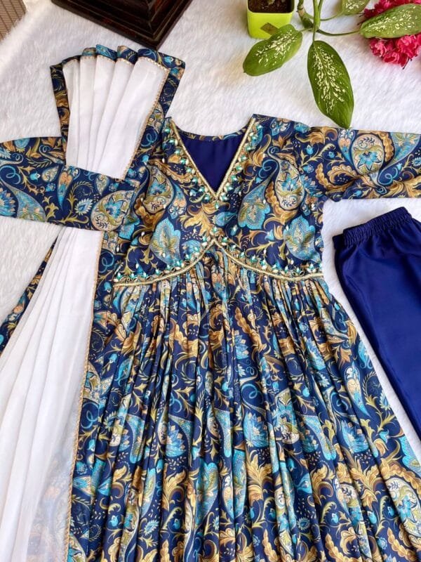 Aliya Cut Dresses with Vibrant Floral Prints | Blue - Image 4