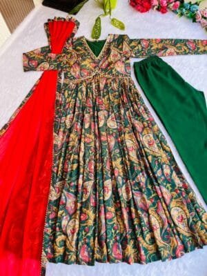 Aliya Cut Dresses with Vibrant Floral Prints | Green