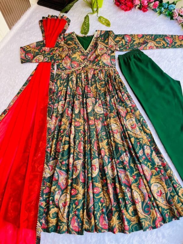 Aliya Cut Dresses with Vibrant Floral Prints | Green