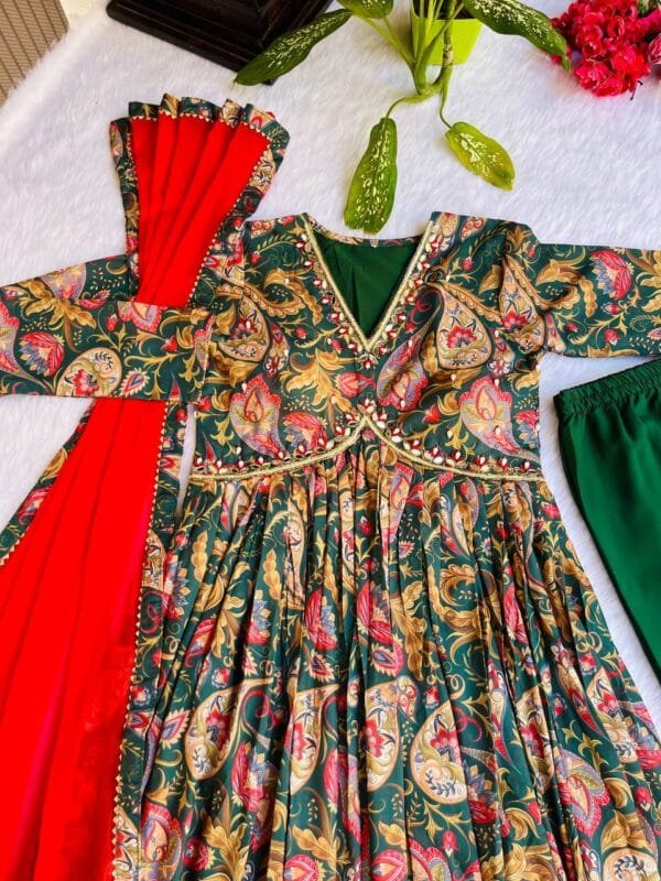 Aliya Cut Dresses with Vibrant Floral Prints | Green - Image 2