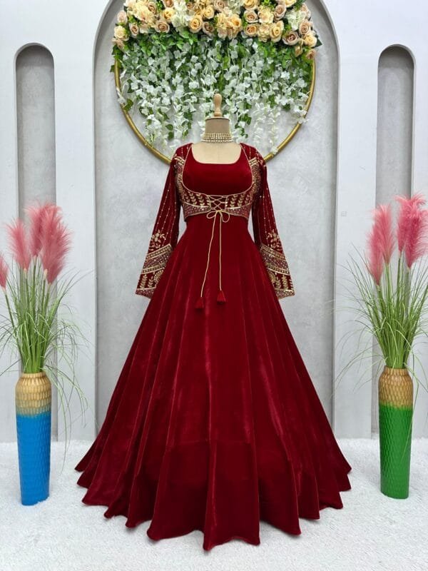 Velvet Elegance with Sequin Embellishments | Red