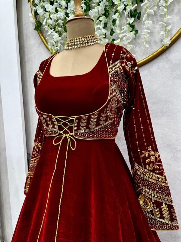 Velvet Elegance with Sequin Embellishments | Red - Image 3