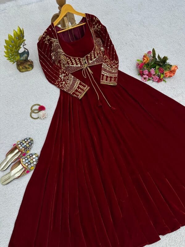 Velvet Elegance with Sequin Embellishments | Red - Image 6