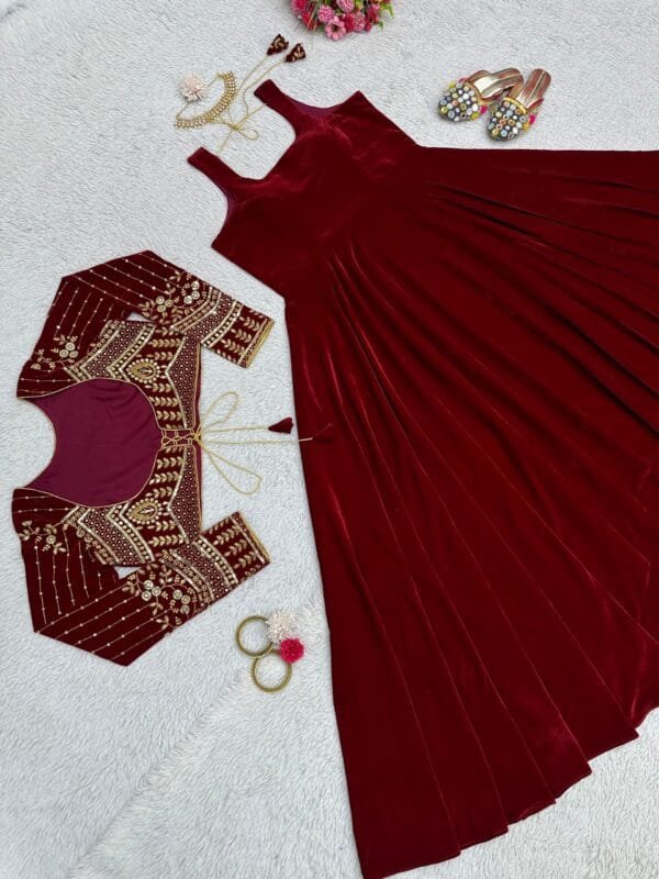 Velvet Elegance with Sequin Embellishments | Red - Image 7