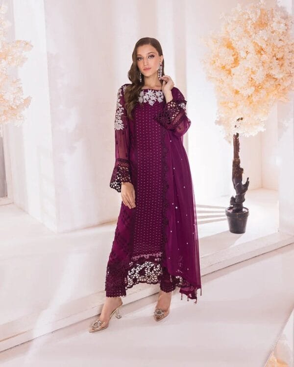 Georgette Embroidery Kurta Set with Glamorous Dupatta & Sequin Work | Maroon