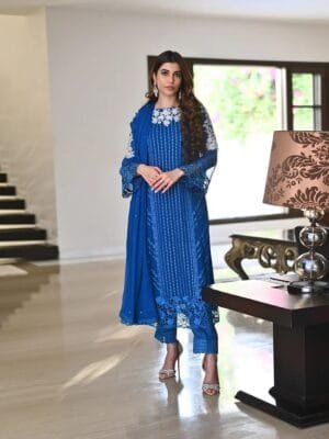 Georgette Embroidery Kurta Set with Glamorous Dupatta & Sequin Work | Blue