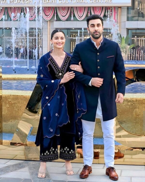 Velvet Kurta Set with Sequin Embroidery and Real Mirror Magic | Blue - Image 6