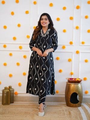 Explore Elegance in Our Rayon Kurta Pant Sets | Black