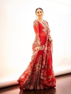 Faux Georgette Embroidered Sharara Suit Ensemble Red