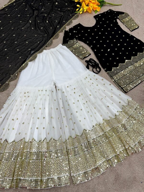 Designer Party Wear Look New Top-Plazzo and Dupatta With Heavy Embroidery Work | Bottle Green