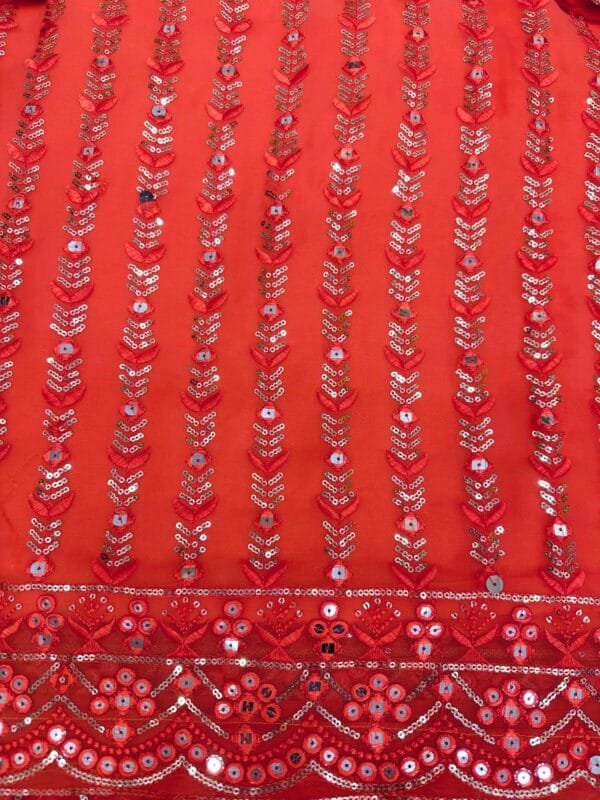 Faux Georgette Sharara Suit with 9MM Sequin Work | Red - Image 8