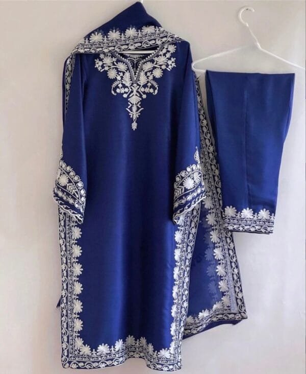 Fancy Kurti with Pant and Beautiful Dupatta | Blue - Image 9