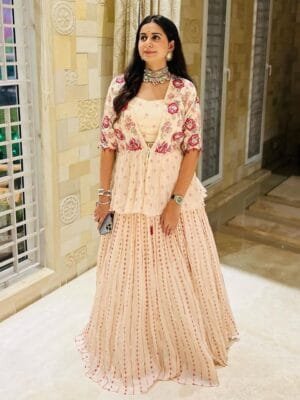 New Designer Kinjal Dave Embroidery Work 9mm Sequins Lehenga with Dupatta | White