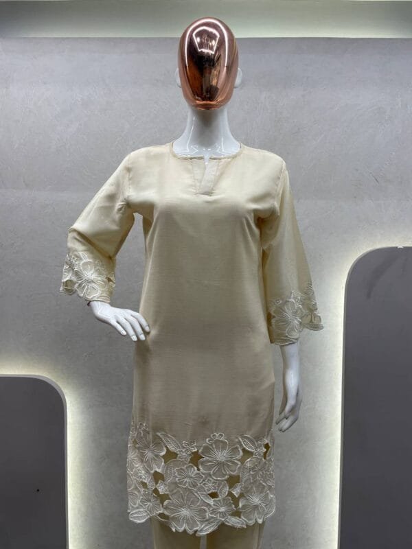Designer Exclusive New Heavy Chinon Fabric Coordinate Set with Embroidery Work - Image 3