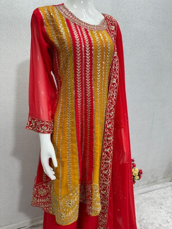 New Designer Embroidery Sequences Work Top with Palazzo – Elegant Ethnic Wear - Image 3