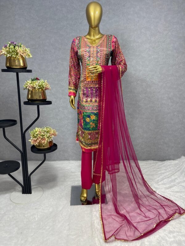 Elegant 3-Piece Fancy Kurti with Pant and Beautiful Dupatta Set - Image 2