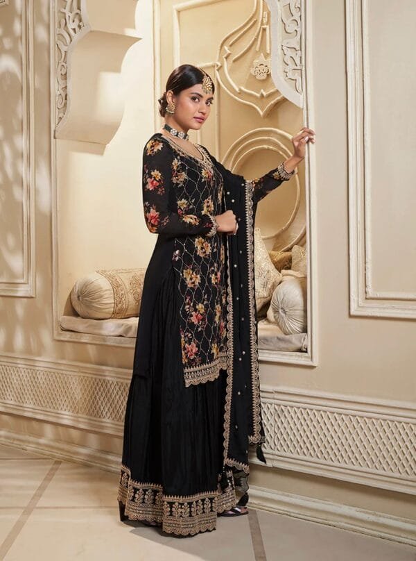 Fancy Embroidery and Sequins Work Kurti-Plazzo with Dupatta – Elegant New Collection - Image 9