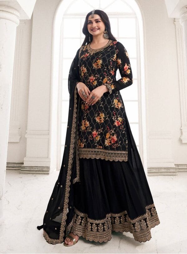 Fancy Embroidery and Sequins Work Kurti-Plazzo with Dupatta – Elegant New Collection - Image 8