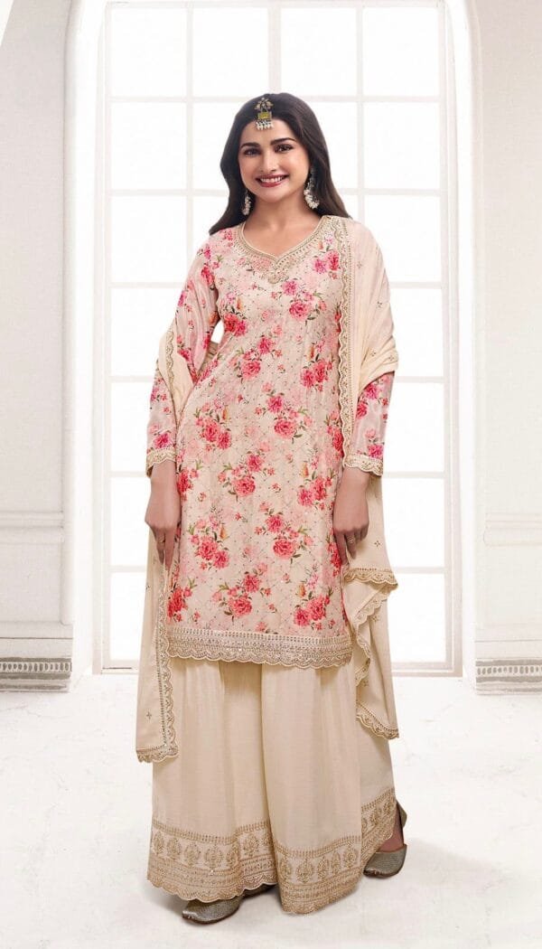 Fancy Embroidery and Sequins Work Kurti-Plazzo with Dupatta – Elegant New Collection - Image 2