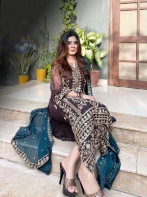 Elegant Heavy Georgette Top-Palazzo Dupatta Set – Embroidered & Ready to Wear