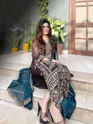 Elegant Heavy Georgette Top-Palazzo Dupatta Set – Embroidered & Ready to Wear