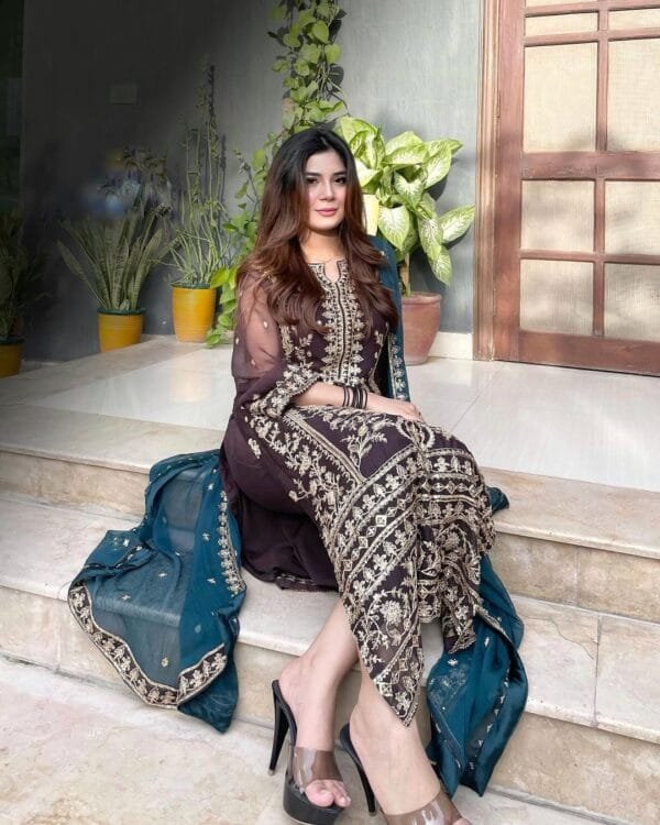 Elegant Heavy Georgette Top-Palazzo Dupatta Set – Embroidered & Ready to Wear
