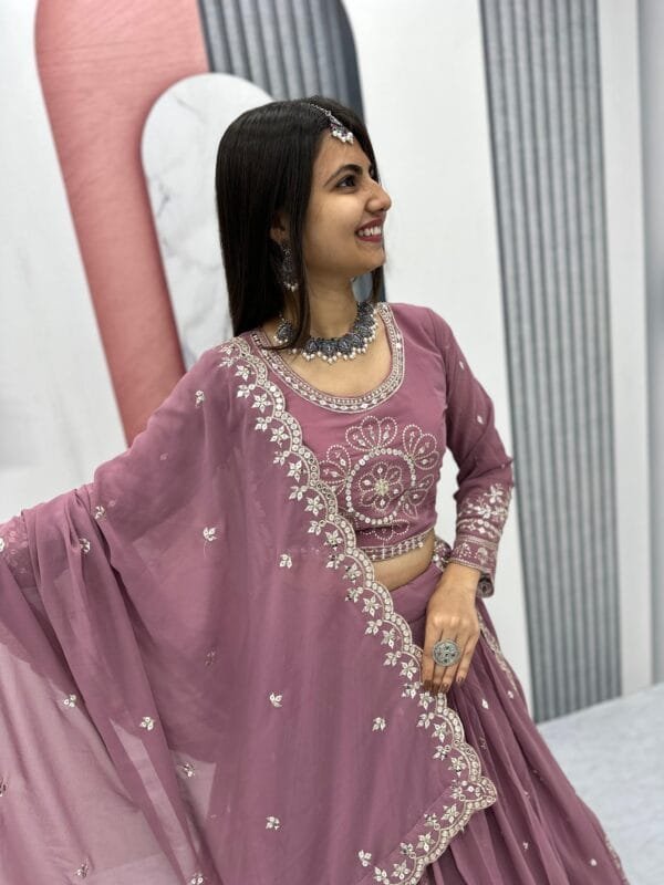 Embroidered Heavy Fox Georgette Lehenga Choli with Sequence Work – Fully Stitched - Image 5