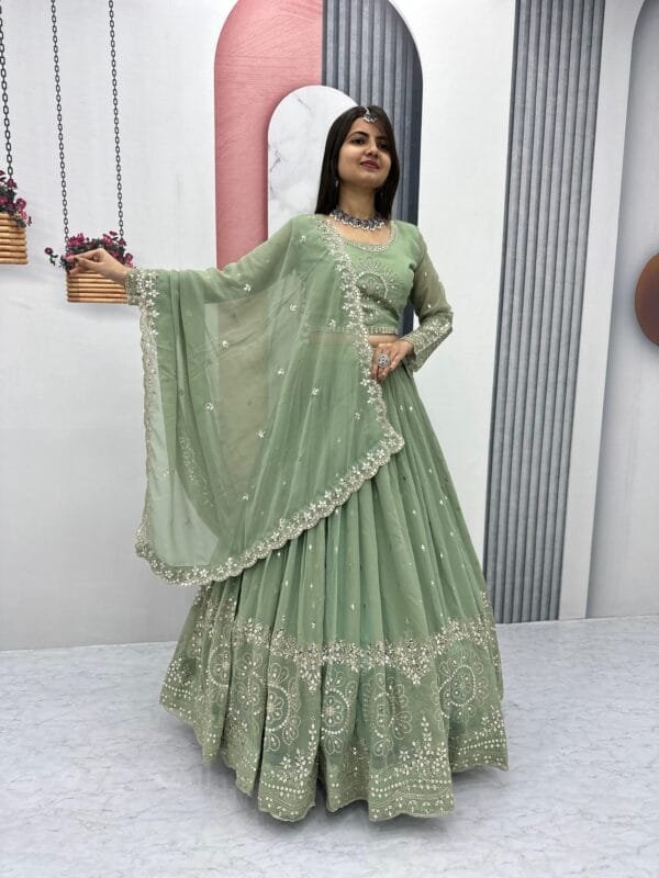 Embroidered Heavy Fox Georgette Lehenga Choli with Sequence Work – Fully Stitched - Image 9