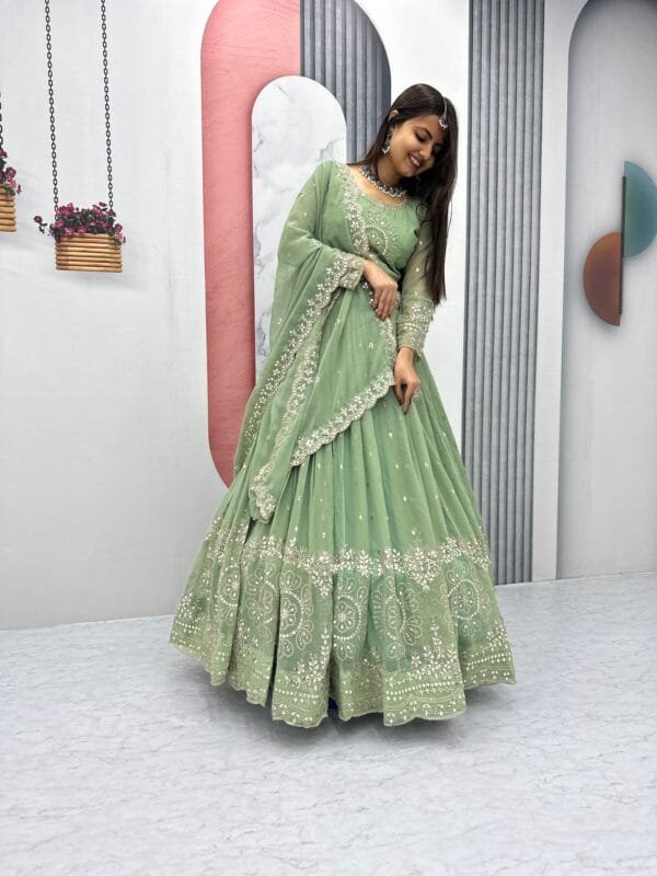 Embroidered Heavy Fox Georgette Lehenga Choli with Sequence Work – Fully Stitched - Image 8