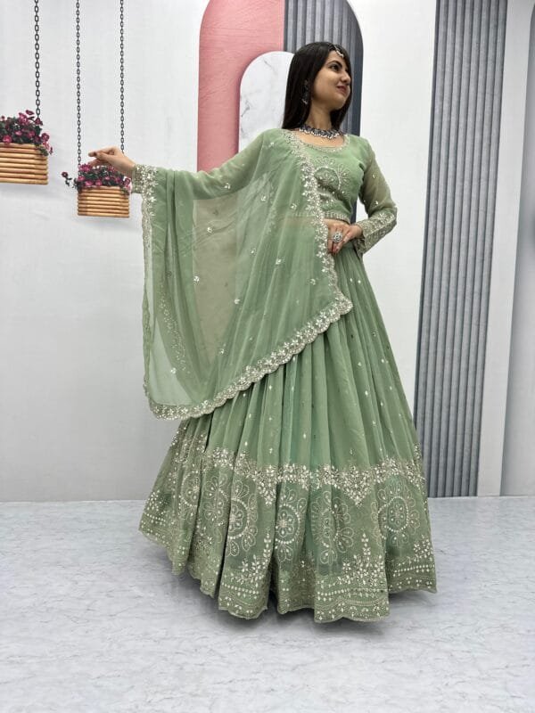 Embroidered Heavy Fox Georgette Lehenga Choli with Sequence Work – Fully Stitched - Image 7