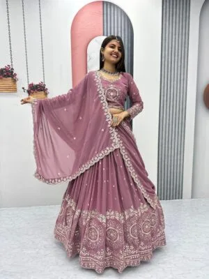 Embroidered Heavy Fox Georgette Lehenga Choli with Sequence Work – Fully Stitched