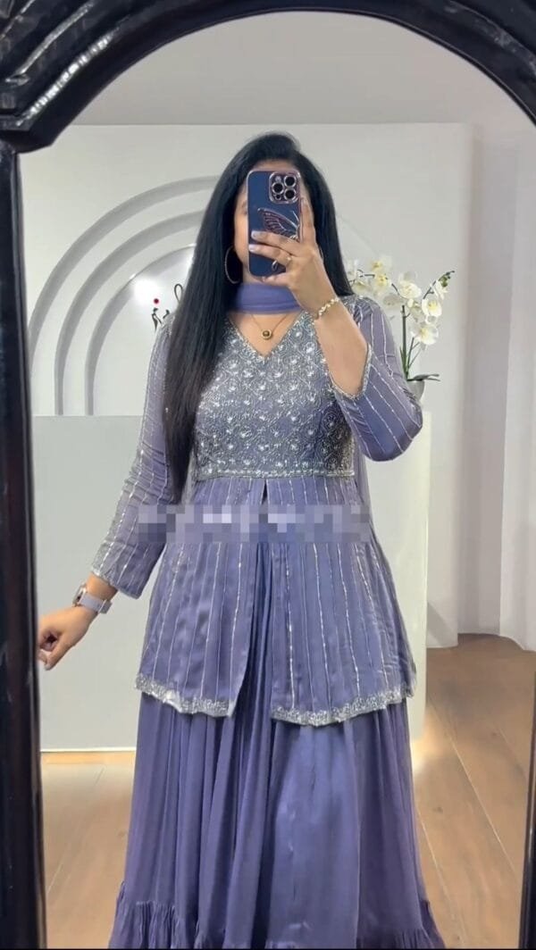 Elegant Festival Crop Top and Lehenga Set with Dupatta in 3 Colors - Image 6