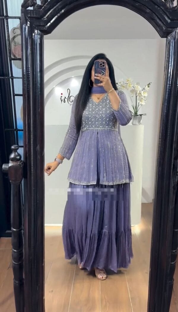 Elegant Festival Crop Top and Lehenga Set with Dupatta in 3 Colors - Image 5