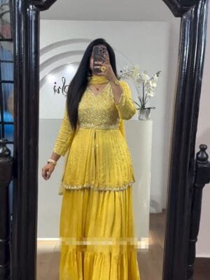 Elegant Festival Crop Top and Lehenga Set with Dupatta in 3 Colors