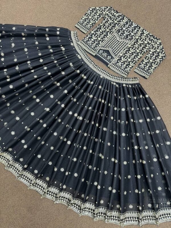 Presenting the Latest Fancy Designer Lehenga Choli with Koti in 3 Colors - Image 9