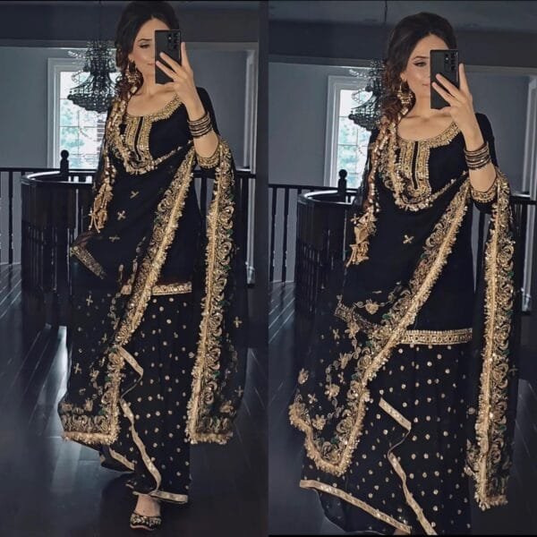 Designer Party Wear Look Top ,Dhoti Skirt and Dupatta in 2 Colors - Image 5