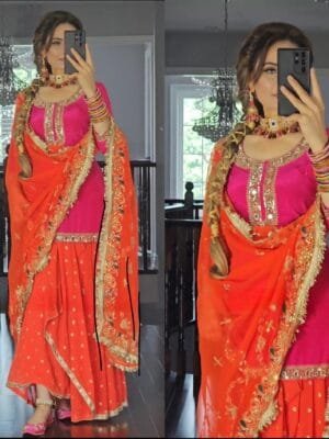 Designer Party Wear Look Top ,Dhoti Skirt and Dupatta in 2 Colors