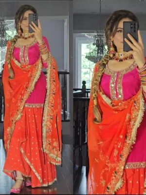 Designer Party Wear Look Top ,Dhoti Skirt and Dupatta in 2 Colors