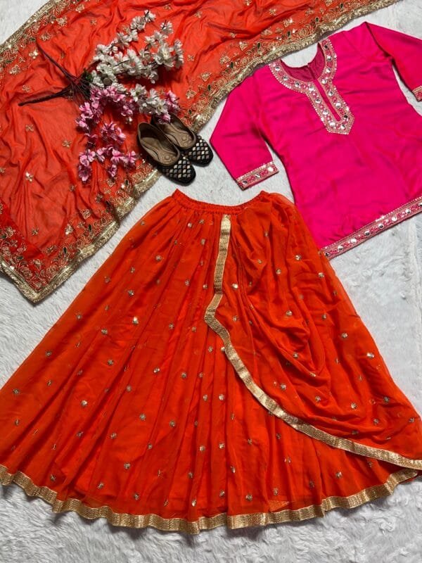 Designer Party Wear Look Top ,Dhoti Skirt and Dupatta in 2 Colors - Image 4