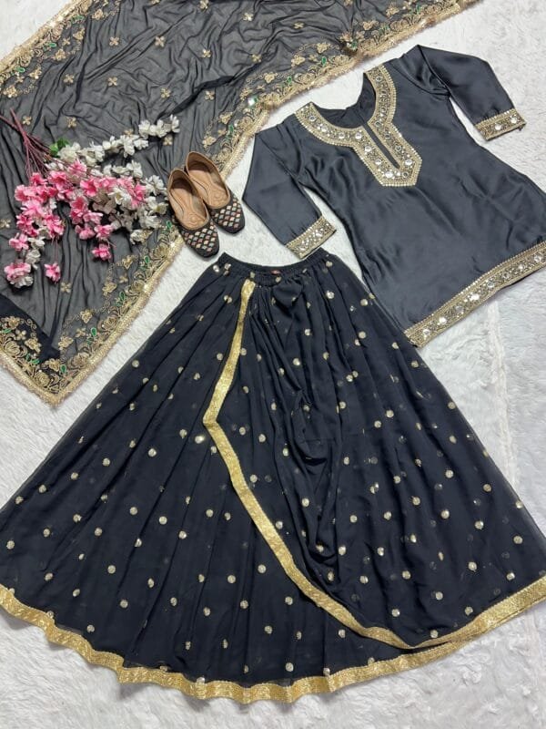 Designer Party Wear Look Top ,Dhoti Skirt and Dupatta in 2 Colors - Image 8