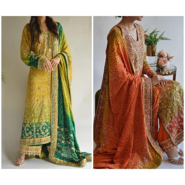 Designer Collection – Ready-to-Wear Top, Palazzo, and Fancy Dupatta in 2 Colors
