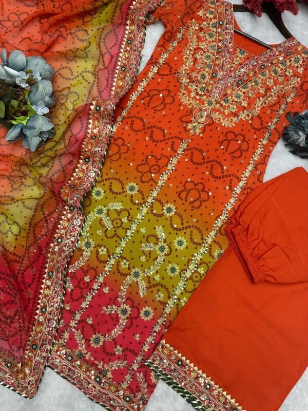 Designer Collection – Ready-to-Wear Top, Palazzo, and Fancy Dupatta in 2 Colors - Image 10