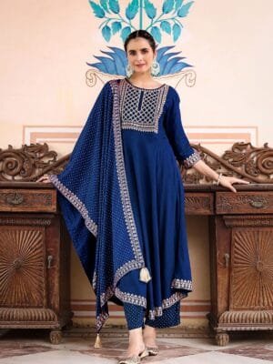Graceful Heavy Rayon Set with Dupatta and Embroidery Work in 7 Colors