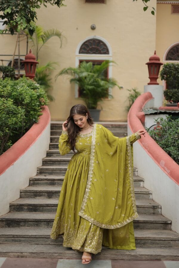 Premium Designer Readymade Top-Sharara-Dupatta Set for 2025 in 3 Colors - Image 3