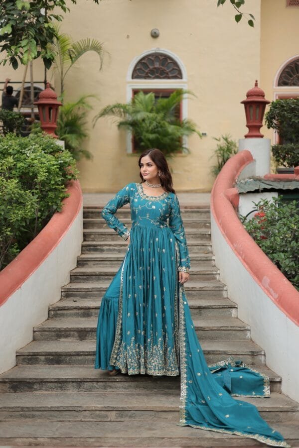 Premium Designer Readymade Top-Sharara-Dupatta Set for 2025 in 3 Colors - Image 13