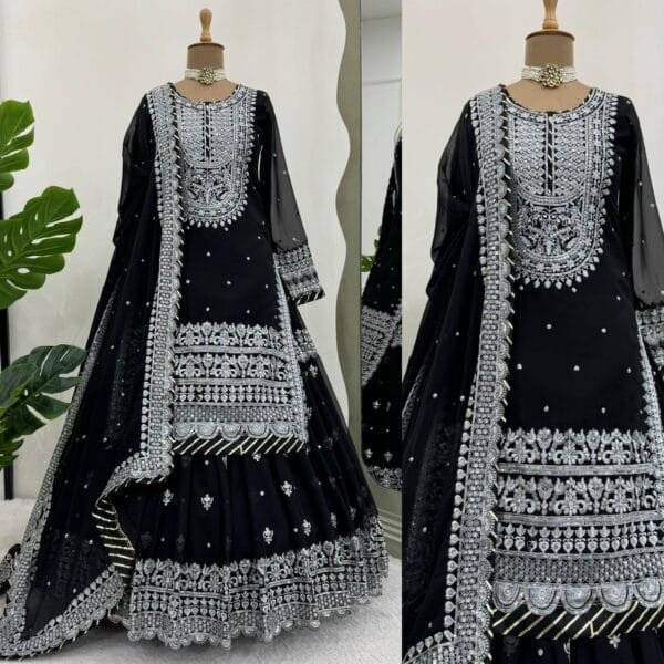 Elevate Your Wardrobe with the Stunning Faux Georgette 5000 Series Designer Lehenga Set - Image 3