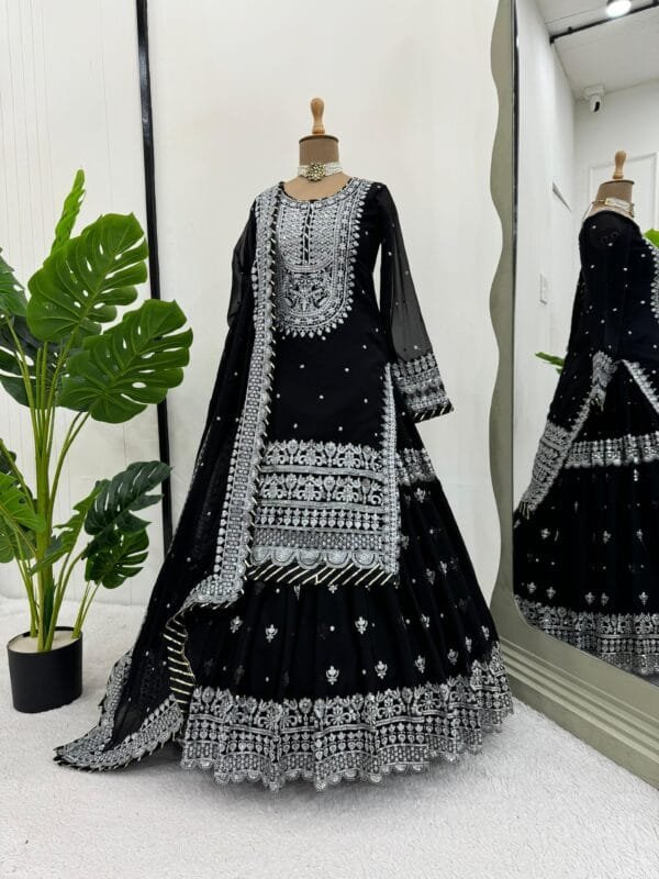 Elevate Your Wardrobe with the Stunning Faux Georgette 5000 Series Designer Lehenga Set - Image 4