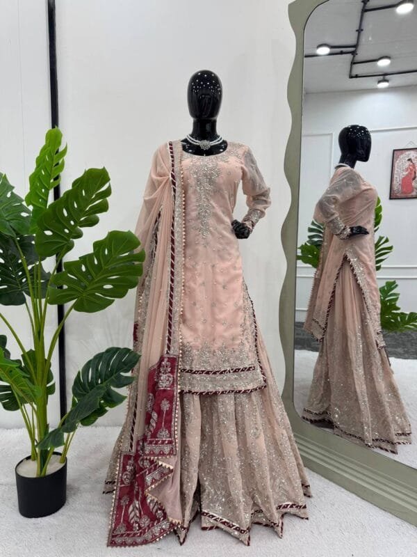 Elevate Your Ethnic Wardrobe with This Exquisite Sharara Set in Baby Pink