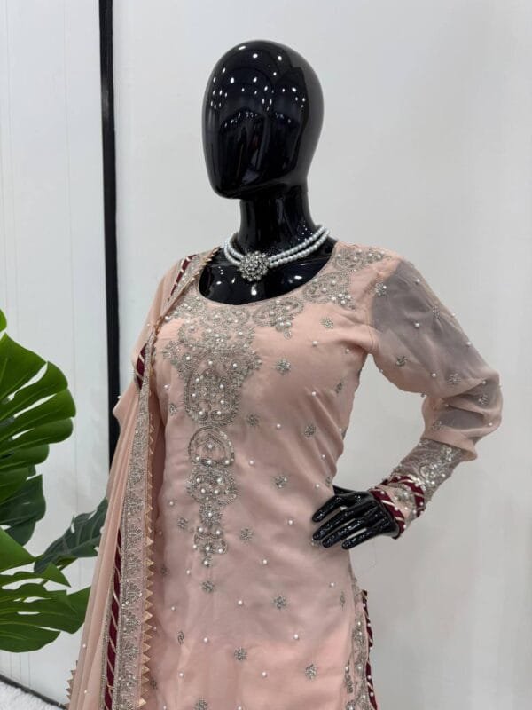 Elevate Your Ethnic Wardrobe with This Exquisite Sharara Set in Baby Pink - Image 3