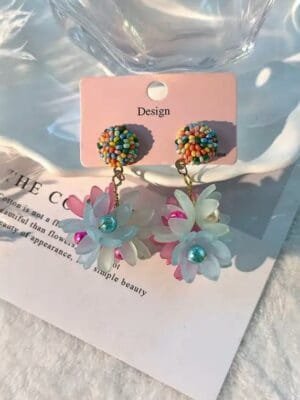 Women's Fashionable Acrylic Flower Earrings Set With Elegant Design | Eye-Catchy Lightweight Jhumki Set For Trendy Look | Festive Ocassion Wear